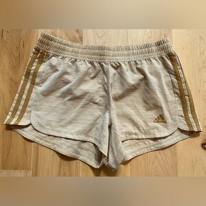 Adidas Women's Pacer 3-Stripes Woven Training Shorts in Mesa/Mesa size Small